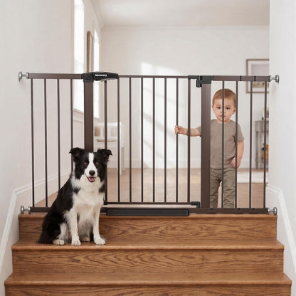 Mumeasy 36" High Extra Tall Dog Gate, 29.6"-40.5" Wide Pressure Mounted Tall Baby Gate for Dog, Auto Close Pet Gate with Door for Stairs,Doorways,House,Black