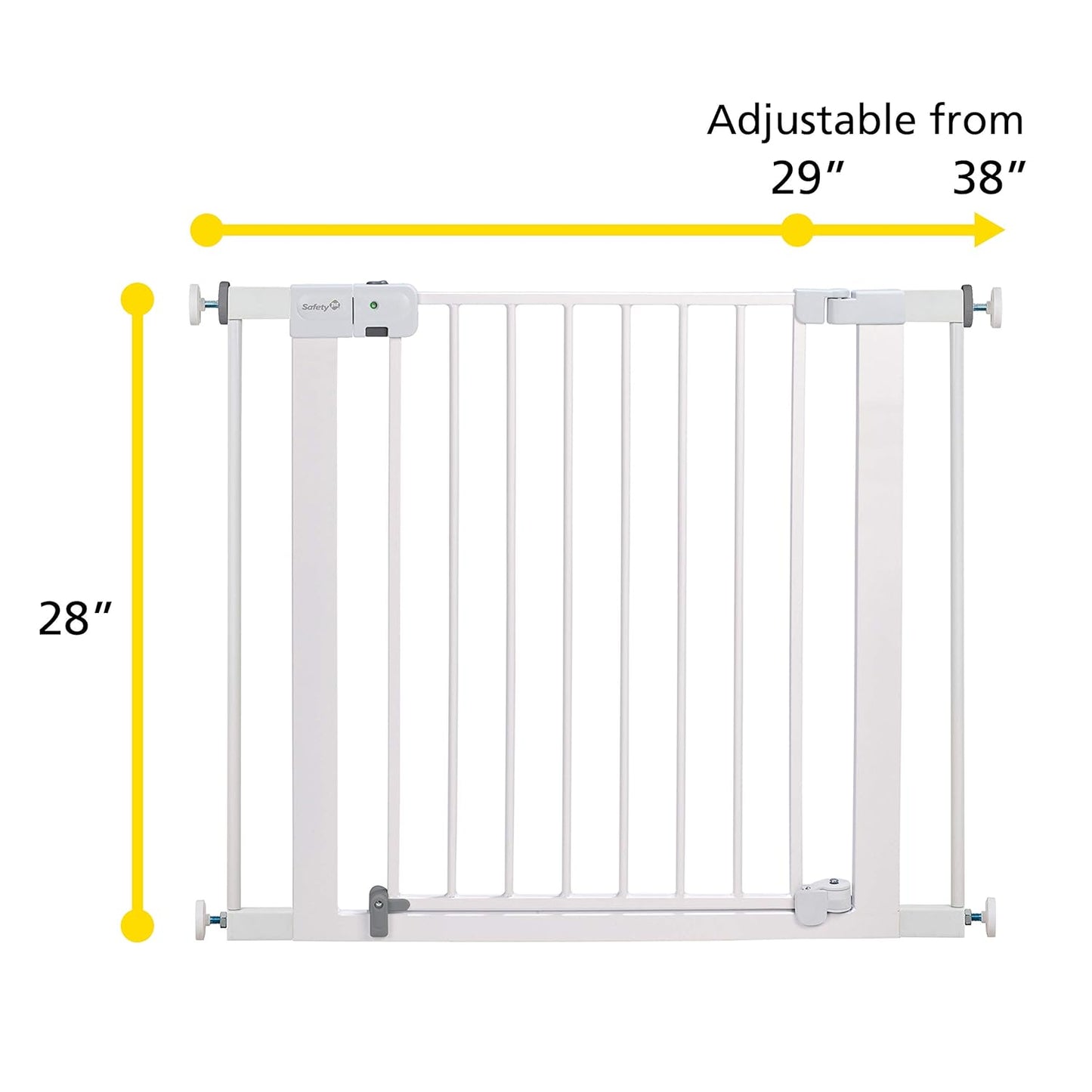 Safety 1st Easy Install Baby Gate for Doorways, Auto-Close Pressure-Mounted Magnetic Latch, Indoor Dog Gates, No Drilling, Fits 29"-38", Grey