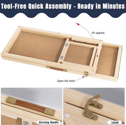 Adjustable Wooden Dog Ramp for Small & Medium Dogs, 27.6" Long x 11.8" Wide Portable Pet Ramp for Bed, Couch, Sofa & Car, Anti-Slip Carpet, Lightweight Foldable Indoor Outdoor Travel Dog Ramp