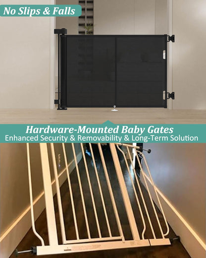 Miumoon 120 inch Retractable Baby Gates 34 inch Tall, Retractable Gate with Reinforced Strip Design to Prevent Crawling Through, 10 FT Extra Wide Retractable Dog Gate for Indoor/Outdoor