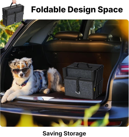 Veehoo Foldable Dog Steps for Car Truck, 4 Steps Collapsible Dog Stairs for Car Large Dogs 17" Wide, Heavy Duty Outdoor Pet Ramp Ladder Portable with Non Slip Surface for Dogs, Support up to 200 lbs