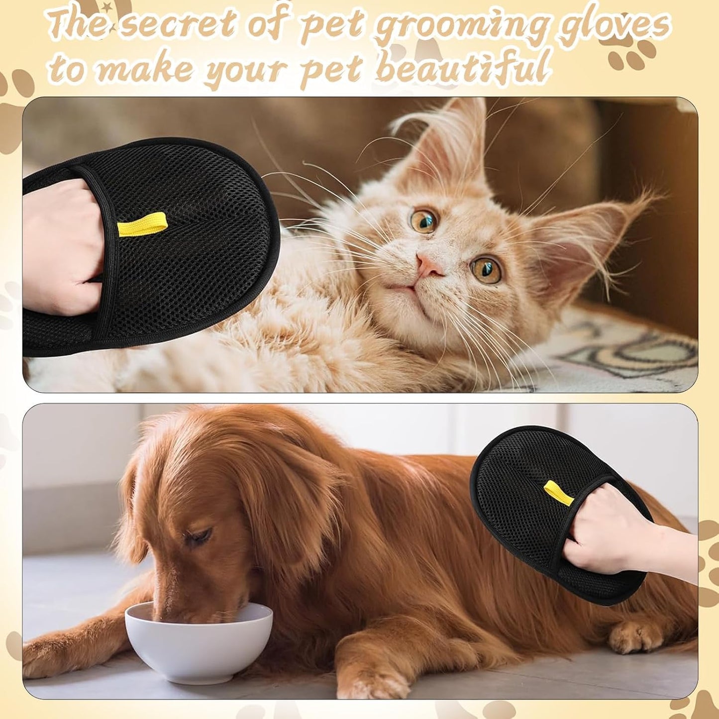 Pet Hair Removal Glove | Electrostatic Deshedding for Dogs & Cats | Reusable Grooming Glove for Furniture, Car & Clothing (1 PC)