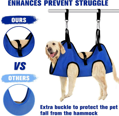 Pet Dog Grooming Hammock for Nail Trimming,Dog Restraint Hanging Harness for Nail Clipping,Dog Grooming Sling for Large Dogs with Nail Clippers/Nail File/Pet Comb,Claw Care(XXL for 90lb)