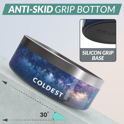 Coldest Dog Bowl - Anti Rust Metal, Non Slip, 3 Layers Insulated Stainless Steel Dog Bowls - Spill Proof & Heavy Duty - Water Bowl for Dogs, Cats & Pets, Dish Washer Safe (21 oz, Stealth Black)