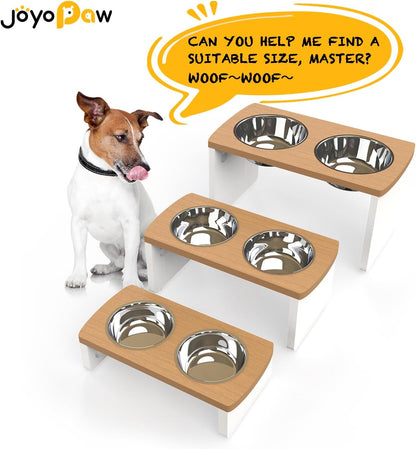 Elevated Dog Bowls, Bamboo Raised Dog Bowl for Medium Dogs, with 2 Stainless Steel Bowls (7'' Tall-40 oz Bowl)
