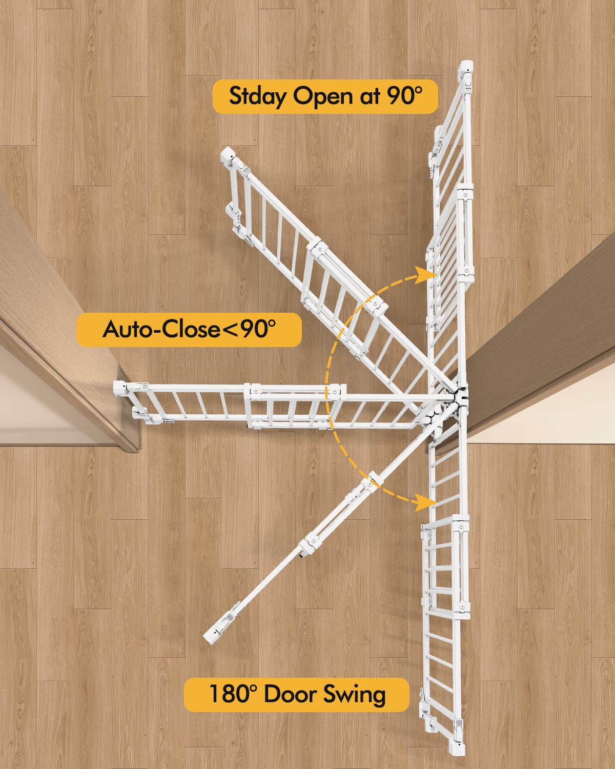Extra Wide Baby Gate for Doorways 29" Tall Safety Gate for Kids&Pets,Pressure Mounted with Auto Close,Walk-Thru Metal Gate,Adjustable Width 26.4"-43",Indoor Pet Gate for Stairs & Hallways Black