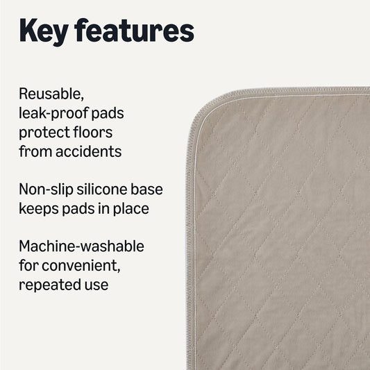 Amazon Basics Washable Puppy Pads, Non-Slip Leak-Proof Reusable Dog Pee Pads, 2 Pack