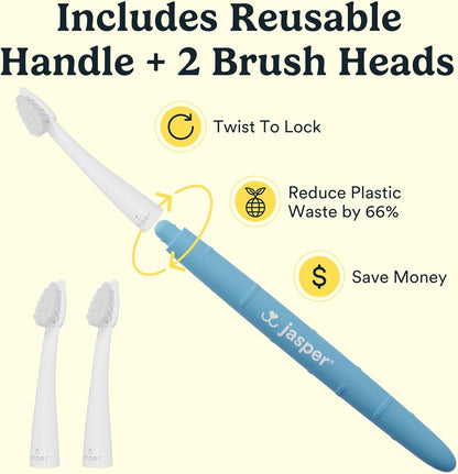 Jasper Microbrush Vet Approved Cat Toothbrush, Soft-Bristled Toothbrush Kit for Felines & Small Dogs, Non-Slip Handle with 2 Replaceable Tooth Brush Heads, Use with Cat Toothpaste, 2-Pack, Rose Pink