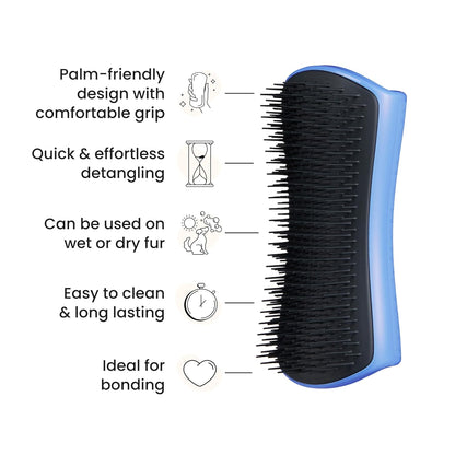Pet Teezer Detangling Dog Grooming Brush, Dog Bath Brush for Long Haired Breeds and Wet or Dry Fur, Large, Navy & Orange