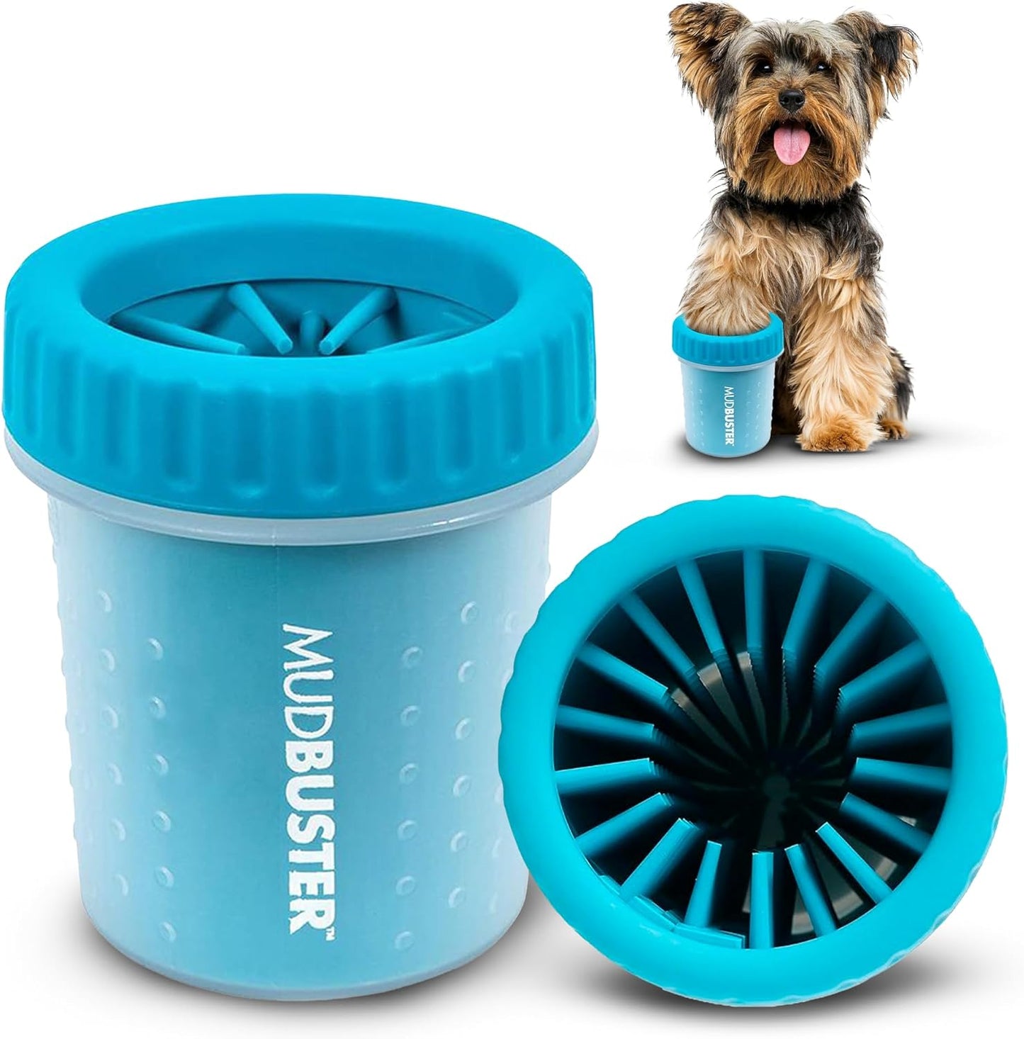 Dexas MudBuster Medium Dog Paw Cleaner in Fuchsia - Fits 1.5"-2.5" Wide Paws, Portable Paw Washer for Muddy Paws, Dog Paw Cleaning Cup with Gentle Silicone Bristles, Quick Clean Pet Paw Washer