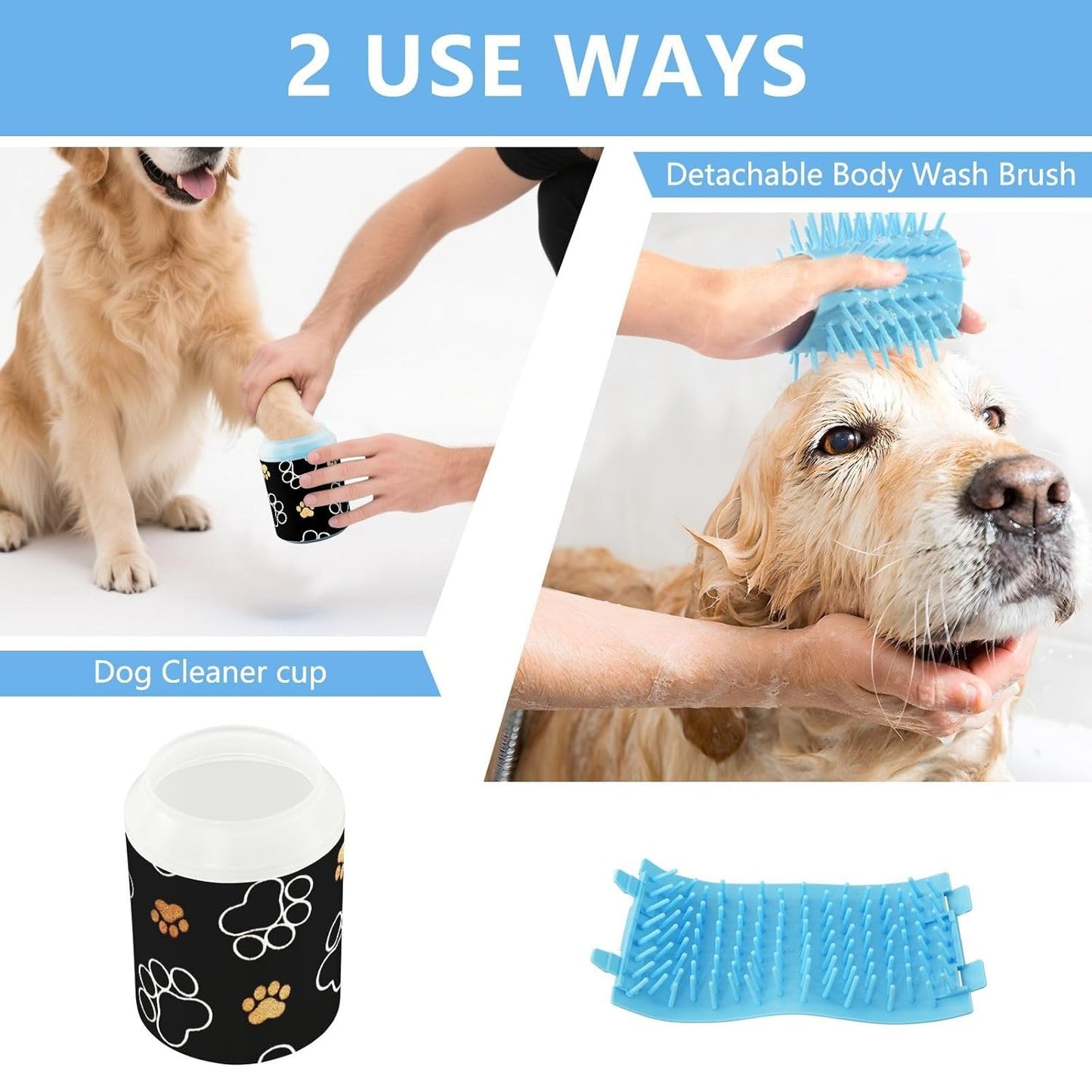 Dog Paw Cleaner Cups for Dogs Pet Foot Washer Paw Scrubber for Medium Small Dogs Cats Cleaning Cup Cute Yellow Fiesta Guitars Cacti and Ethnic Birds