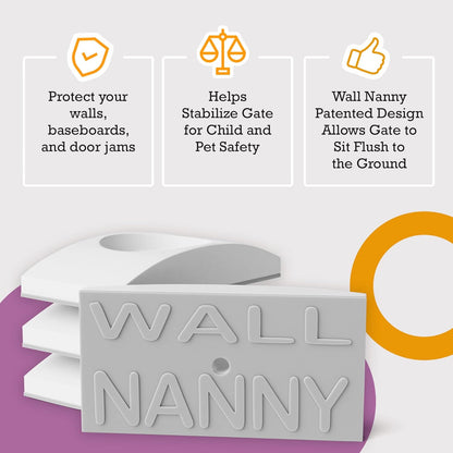 Wall Nanny 2-Pack - Works with 2 Gates - Baby Gate Wall Protector (Made in USA) Protects Walls and Doorways from Pet Gates - for Pressure Mounted Indoor Safety Baby Gates - Black