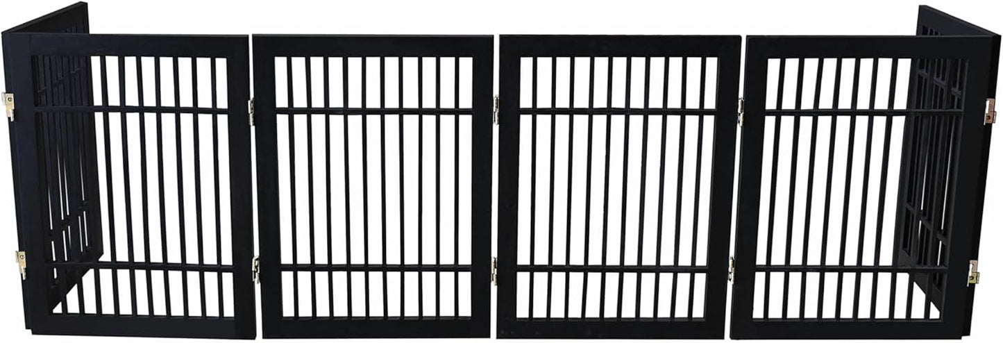 Urnporium Freestanding Wooden Dog Gate for Doorways – Foldable Acacia Wood Pet Gate, No Drill Portable Indoor/Outdoor Puppy Fence Barrier (White Pet Gate, 3 Panel 24" Tall)