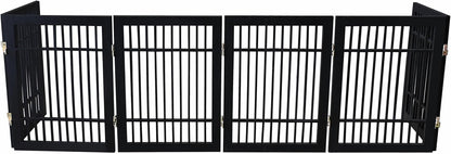 Urnporium Freestanding Wooden Dog Gate for Doorways – Foldable Acacia Wood Pet Gate, No Drill Portable Indoor/Outdoor Puppy Fence Barrier (White Pet Gate, 3 Panel 24" Tall)
