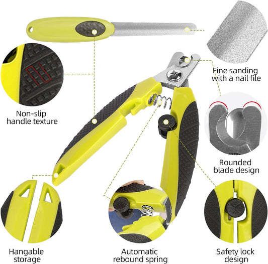 Blue Dog Nail Clipper with Safety Guard Plier Style Dog Claw Clippers Heavy-Duty Dog Toenail Clippers Professional Pet Nail Trimmers for Small Medium Large Dogs and Cats with Thick Nails