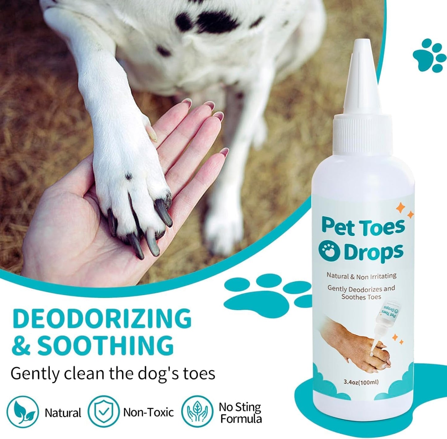 Dog Paw Cleaning Solution,3.4 FL Oz Pet Paw Cleaner,Dog Paw Cleaner, Pleasant Smell Dog Foot Cleaner, Deep Clean Paw Cleaner for Dogs and Cats,No Rinse Dog Paw Washer