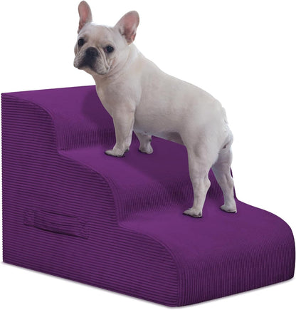 Mesa Lemon Dog Stairs & Steps for High Beds, 3 Steps High Density Foam Waterproof Dog Ramp for Small Dogs and Cats, Pet Stairs with Removable Washable Cover for Bed, Couch, Sofa and Car (H:16")
