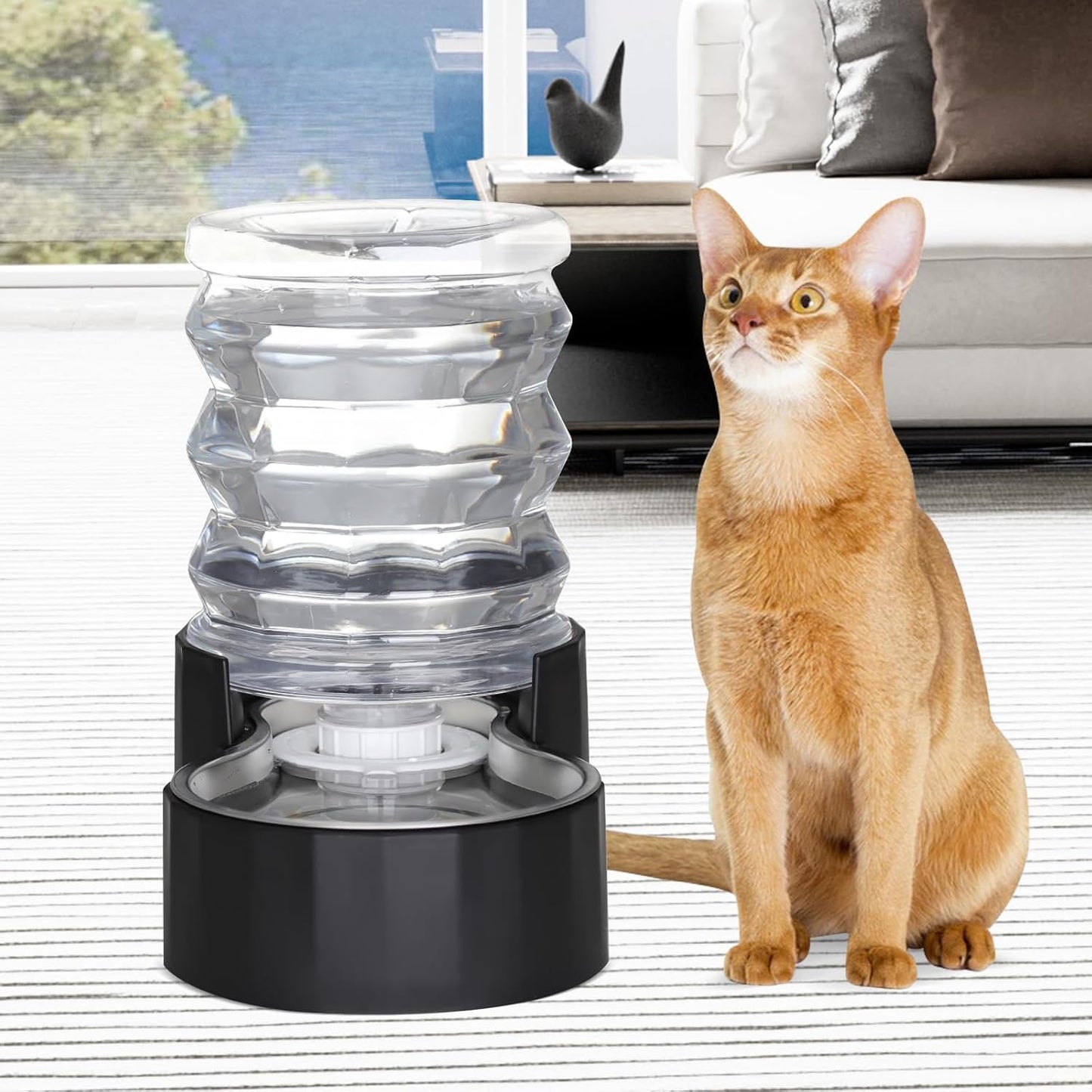 RIZZARI 8L Elevated Pet Water Dispenser – Stainless Steel Gravity Waterer with Auto-Refill Design for Medium and Large Dogs & Senior Pets -Comfortable Drinking Height for Living Rooms,Multi-Pet Homes