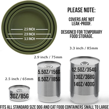 OHMO 2 Pack Dog Food Can Lids, (3, 12, 14oz etc.) Universal Size BPA Free Silicone Covers for Cat and Pet Food, Light Green