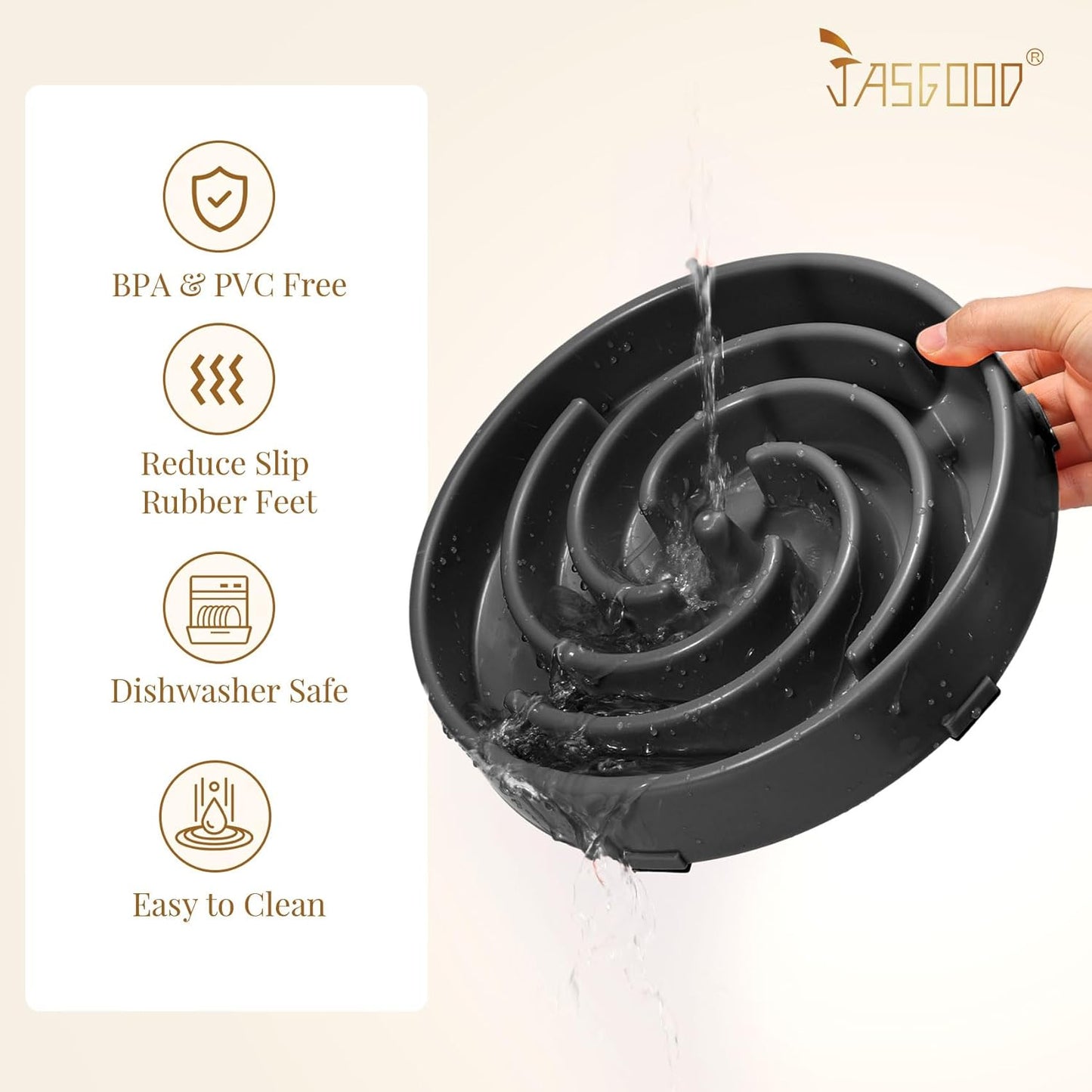 JASGOOD Slow Feeder Dogs Bowl for Large Medium Dogs,Anti-Gulping Pet Slower Food Feeding Bowls Stop Bloat,Preventing Choking