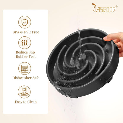 JASGOOD Slow Feeder Dogs Bowl for Large Medium Dogs,Anti-Gulping Pet Slower Food Feeding Bowls Stop Bloat,Preventing Choking