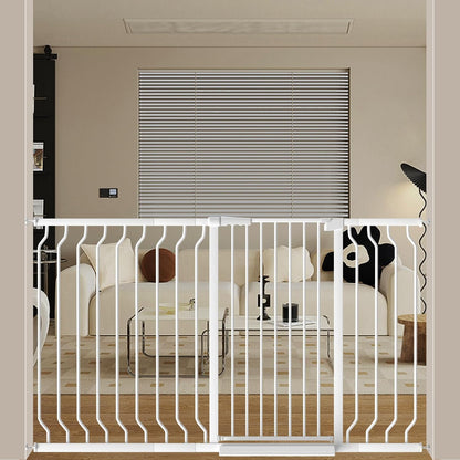 ALLAIBB White 40.55" Extra Tall Wide 57.48-73.62" Baby Gate Pressure Mounted Walk Through Child Kids Safety Toddler Tension Pet Dog Gates with Extension for Doorways Kitchen