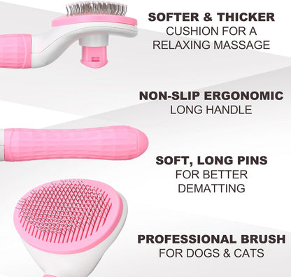 Yaomiao Dog Brush Grooming Kit 9 Pcs Kit with Pet Nail Clipper and File Cat Grooming Deshedding Undercoat Rake Comb for All Breeds Sizes Promotes Healthy Skin Coat(Classic Color)
