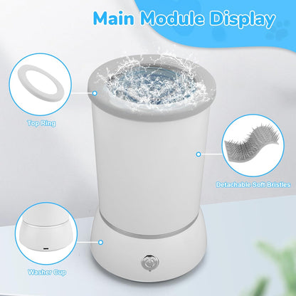 Automatic Dog Cleaner Washer and Massager, Electric Pet Foot Paws Washer for Dogs Cats, USB Portable Dog Feet Cleaner Cup for Small to Medium Dogs, Pet Grooming Supplies(White)