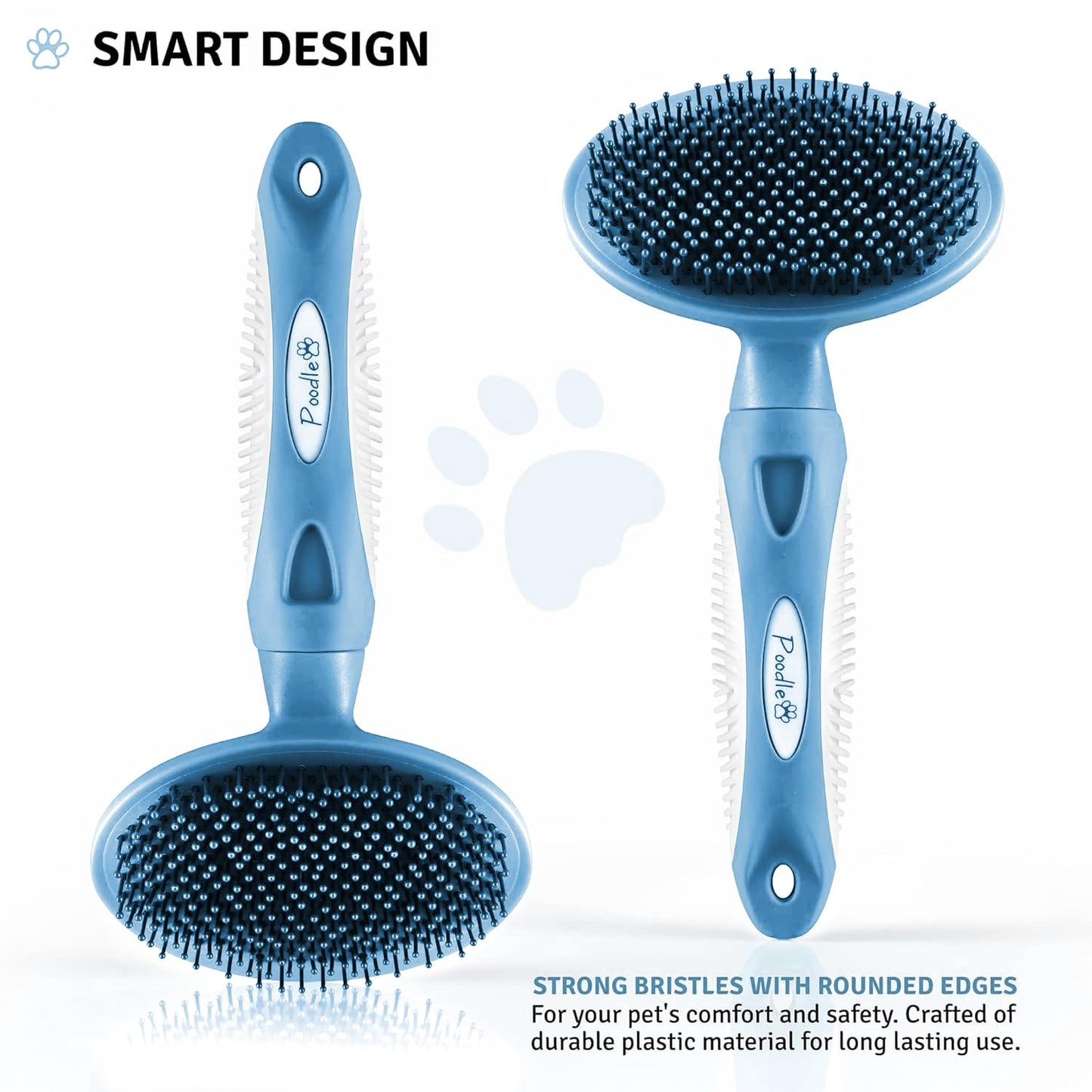 Round Bristle Pet Brush for Dogs and Cats - Soft Dog Brush for Grooming Short or Long Hair - Gentle Tool for Sensitive Skin Removes Dander, Dirt, and Detangles (Purple)