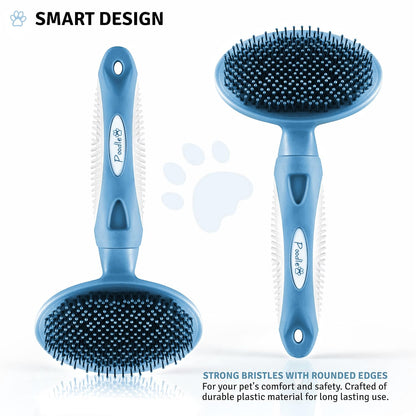 Round Bristle Pet Brush for Dogs and Cats - Soft Dog Brush for Grooming Short or Long Hair - Gentle Tool for Sensitive Skin Removes Dander, Dirt, and Detangles (Purple)