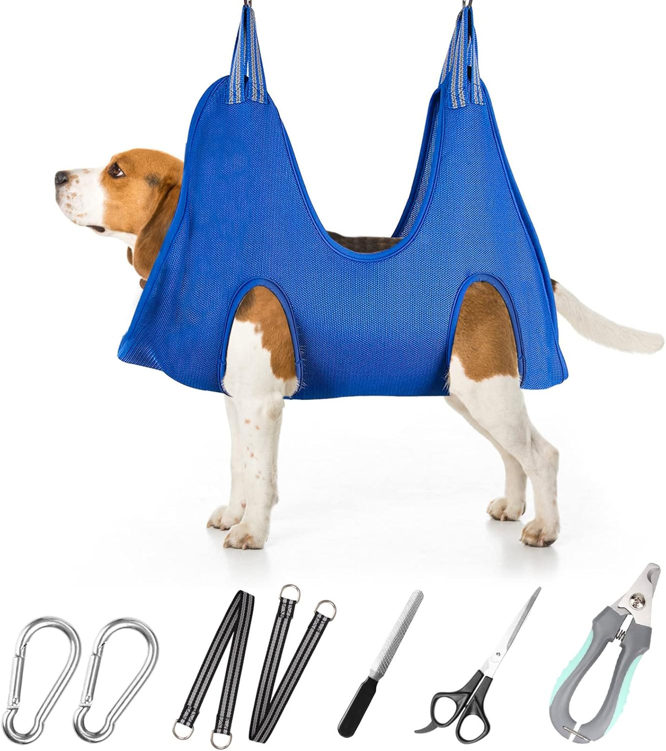 ATESON Pet Grooming Hammock with Nail Clippers/Nail Trimmers/Grooming Scissors, Dog Grooming Harness for Nail Trimming, Pet Grooming Sling Helper