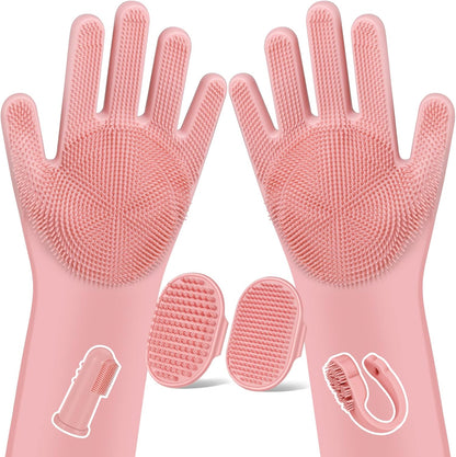 Augwind 6PCS Pet Grooming Kit for Dogs, Cats and Horses | Dog Washing Gloves | Cleanroom Gloves | Dog Bath Brush | Dog Bath Gloves | Dog Shampoo Brush | Dog Bath Supplies (Navy Blue)