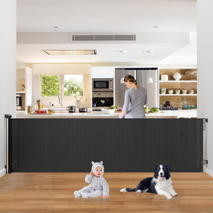 probebi Retractable Baby, Child & Dog Gates for Stairs, Extends to 54" Wide 34" Tall, Use for Outdoor, Indoor, Hallways, Doorways, Deck, Porch, Black