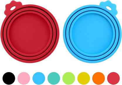 2 Pack Pet Food Can Covers, Silicone Universal Can Lids for Dog & Cat Food, BPA Free, One Fit Most Standard Size Food Cans Green/Blue