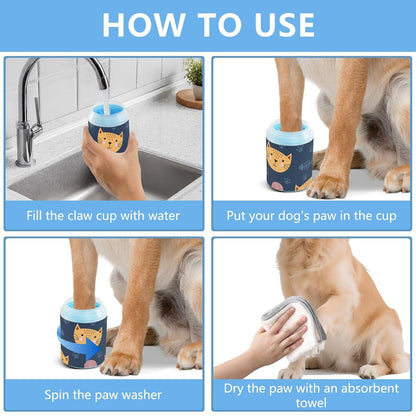 Dog Paw Cleaner Cups for Dogs Pet Foot Washer Paw Scrubber for Medium Small Dogs Cats Cleaning Cup Cute Yellow Fiesta Guitars Cacti and Ethnic Birds