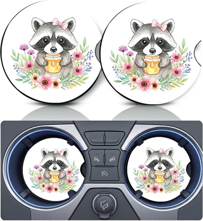 2PCS Dog Paw Print Car Cup Holder Coasters, Cars Coasters for Cup Holders, Anti Slip Rubber Mat with Finger Slot, Dogs Car Accessories Interior Decor, Dog Lover Gifts for Women, Men