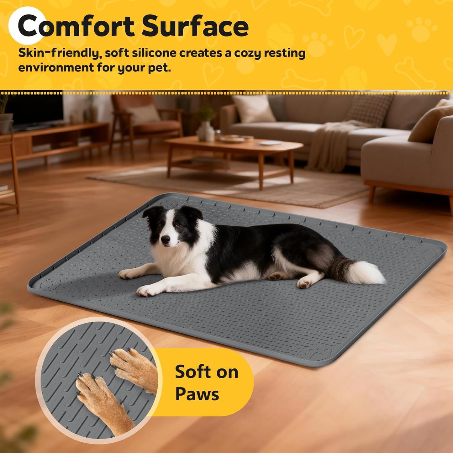 Silicone Dog Crate Mat, 50"x35" Under Dog Crate Kennel Pad with Raised Edge, Washable Dogs Bed Mat, Waterproof, Leakproof, Protect Floors (Green)