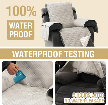 H.VERSAILTEX 100% Waterproof Slipcovers for Couches and Sofas Modern Pet Couch Cover Thick Soft Furniture Protector with Elastic Straps(Sofa, Lily Pad/Beige)