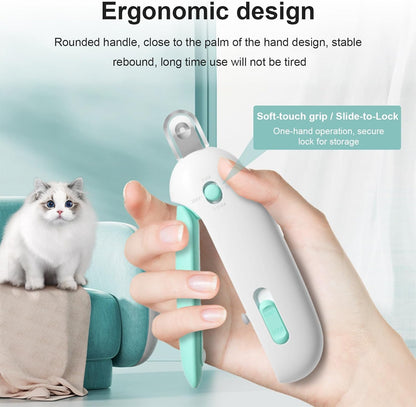 Cat Nail Clipper and Trimmer with 3 Adjustable Safety Levels Trimming Hole, Professional Indoor Kitten Supplies, Puppy Grooming Tools, with Debris Catcher & Hidden Nail File Blue