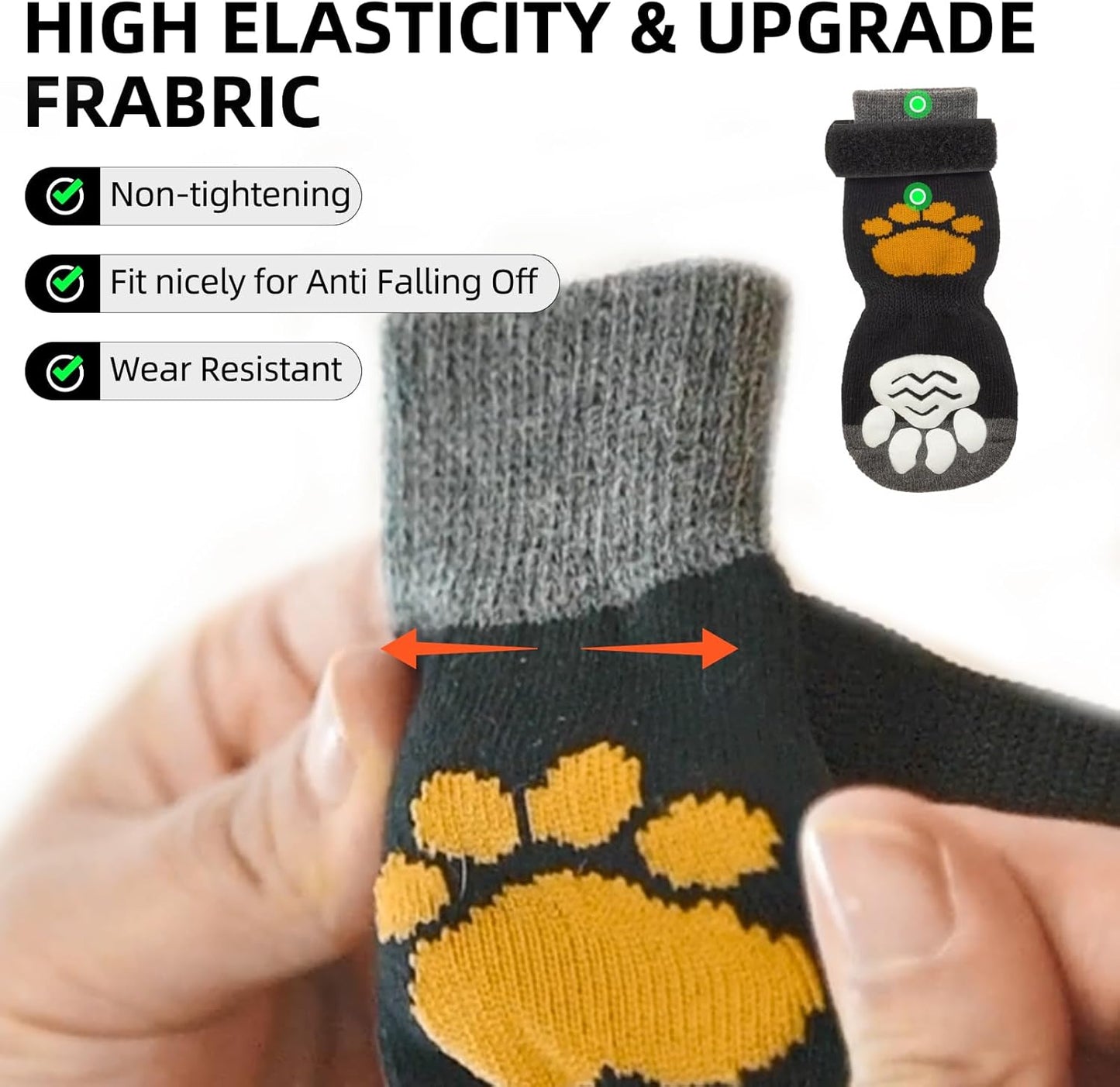PUPTECK Anti Slip Dog Socks with Double Grippers for Hardwood Floors, Shoes for Hot/Cold Pavement, Boots & Paws Protectors to Prevent Licking, Traction Booties for Senior Small Large Dogs