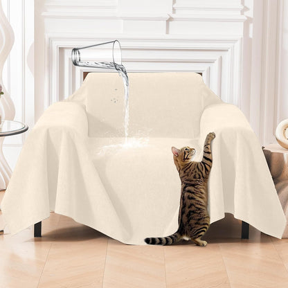 Deep Dream Cat-Scratch Resistant Couch Cover, Waterproof Sofa Cover for 3 Cushion Couch Washable, Pet Friendly Couch Protectors Anti Slip Thickened Love Seat Slipcovers for Pets, 71" x 118", Dark Grey