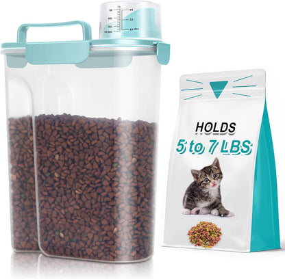 TBMax Dog Food Storage Container 5-7 lbs, Airtight Cat Food Container with Larger Spout & Measuring Cup, Portable Pet Food Storage Dispenser for Small Animal Kibble Storage, Bird Seed Container