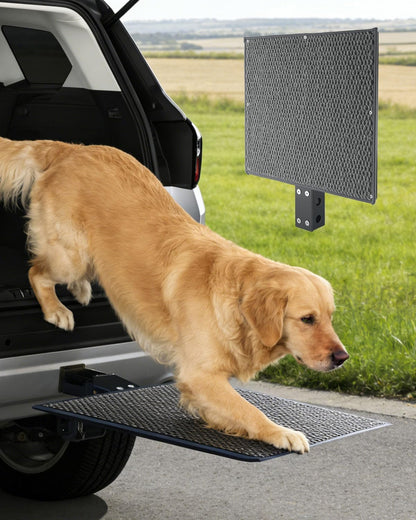 Pet Ramp Steps for Dogs Get in & Out of Car, Portable Dog Ramp for 2 Inch Trailer Hitch, Stainless Steel with Anti-Slip Pad for Medium Large & Senior Pets, Supports 200lbs for SUVs Trucks & Vans