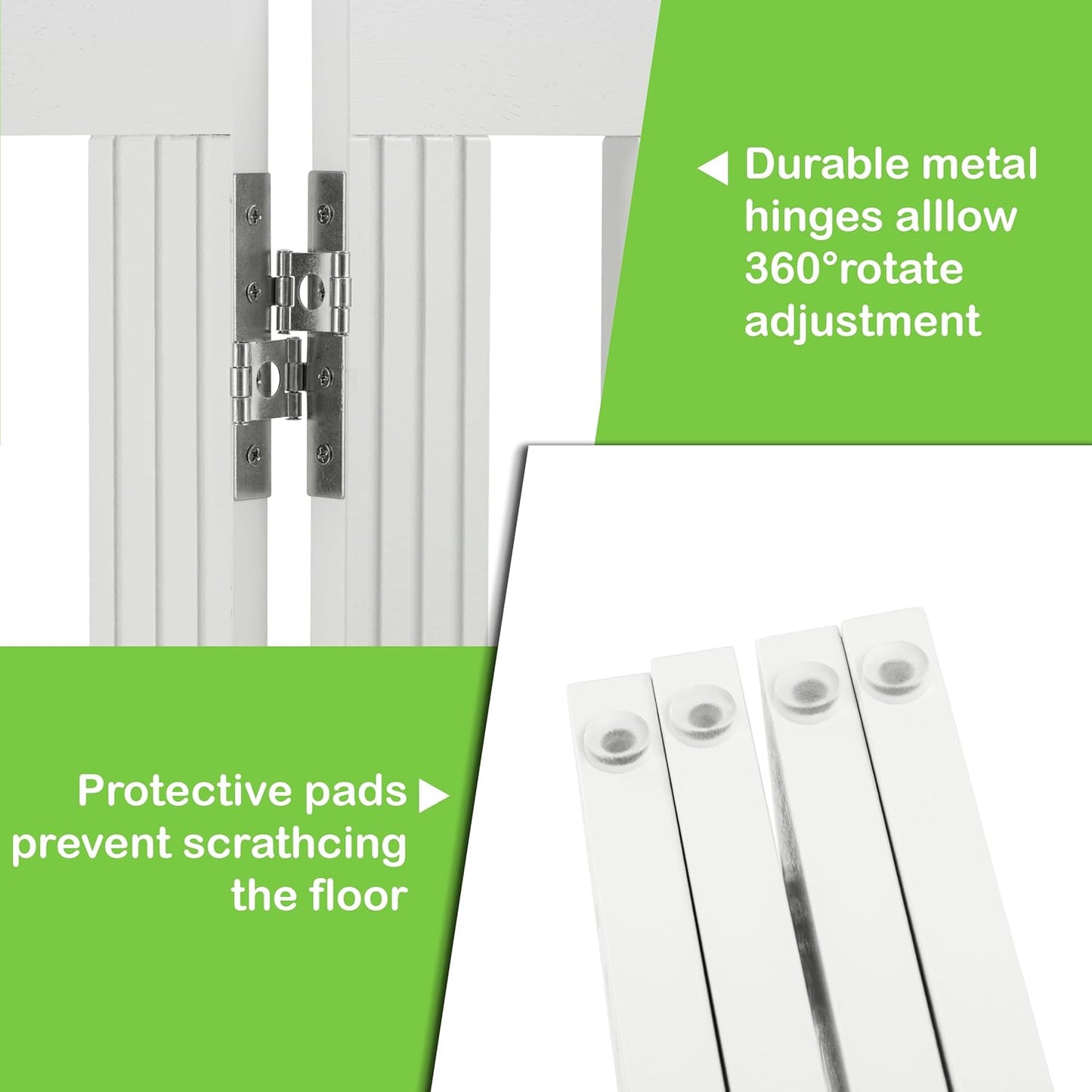SPIRICH 96" Extra Wide 28" Tall Wooden Freestanding Foldable Dog Gate, Pet Gate Indoor, 4 Panels, White