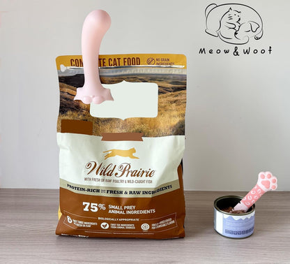 Meow&Woof Cover for Pet Can Food/Cat Wet Food Spoon/Lid for Dog Cans/Cute Paw Shape One Lid One Spoon Pack (Gray)