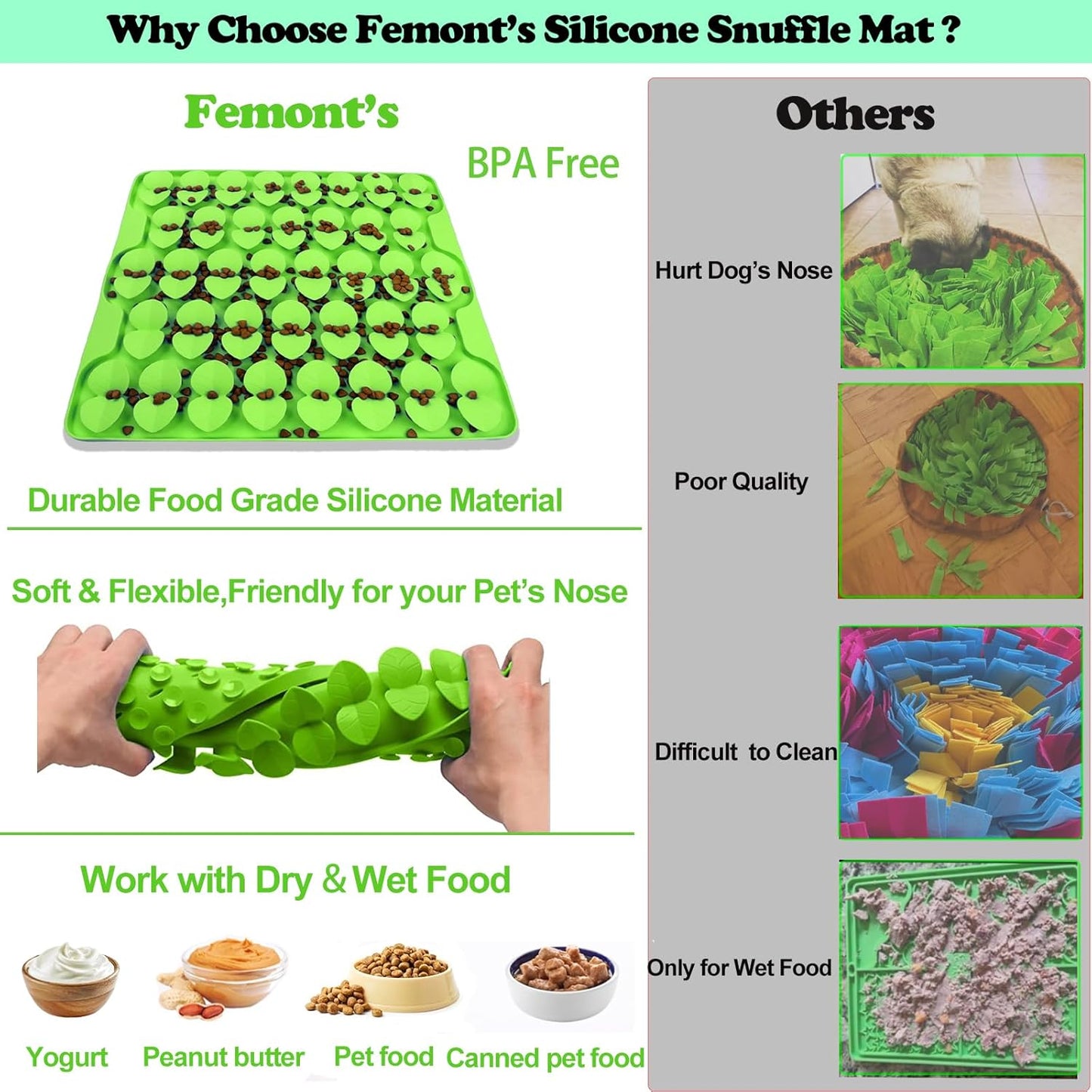 Small Silicone Snuffle Mat for Small Dogs Puppy Cat Slow Down Eating,Slow Feeder Lick Mat for Dry Wet Food for Pet Training Smell,Encourages Natural Foraging Skill,Relieving Stress