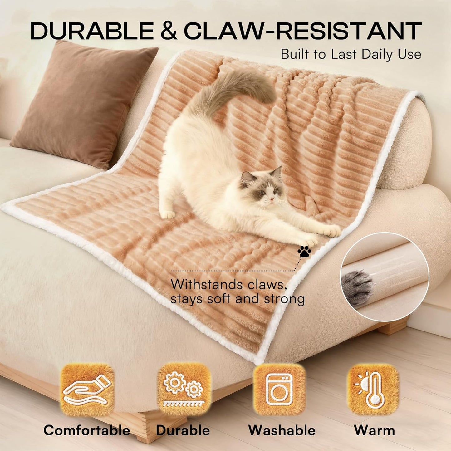 Luciphia Waterproof Dog Blanket for Large Dogs Ultra-Soft Calming Cut Pile Flannel Throw Durable & Warm Furniture Protection for Couch Bed Pet Blanket Machine Washable Stone Gray,L(65''x57'')