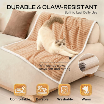 Luciphia Waterproof Dog Blanket for Large Dogs Ultra-Soft Calming Cut Pile Flannel Throw Durable & Warm Furniture Protection for Couch Bed Pet Blanket Machine Washable Stone Gray,L(65''x57'')