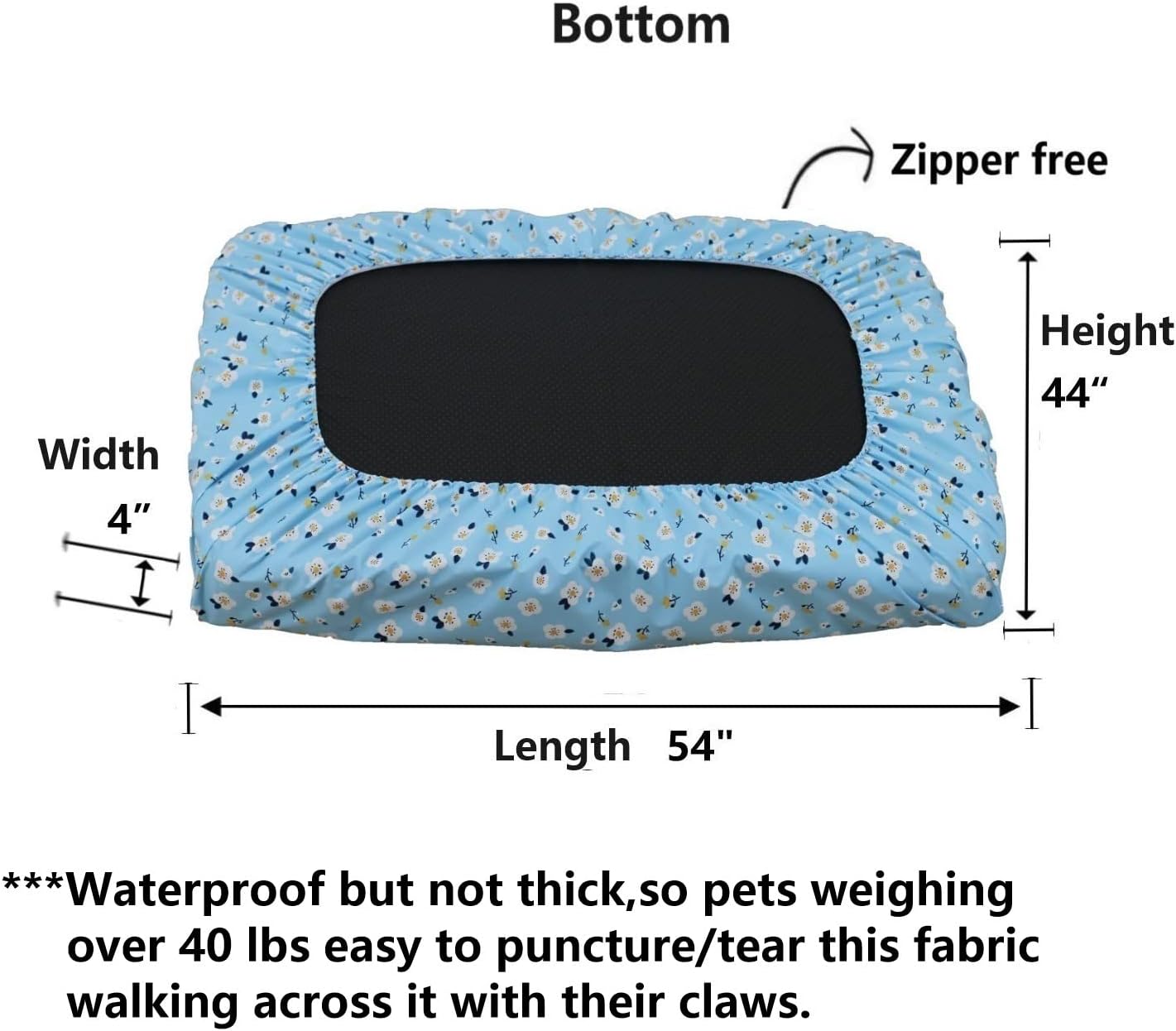 Grey Waterproof Dog Bed Slip Cover Dog Bed Liner Elastic 42 x 30 Inch