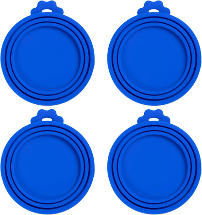 PINE & LINEN 4 Pcs 2.5inch Durable Pet Can Lids, Silicone Small Pet Can Covers Waterproof Cat Food Cans Lids for 3 oz Cat Food Cans（Yellow+Red+Pink+Blue）